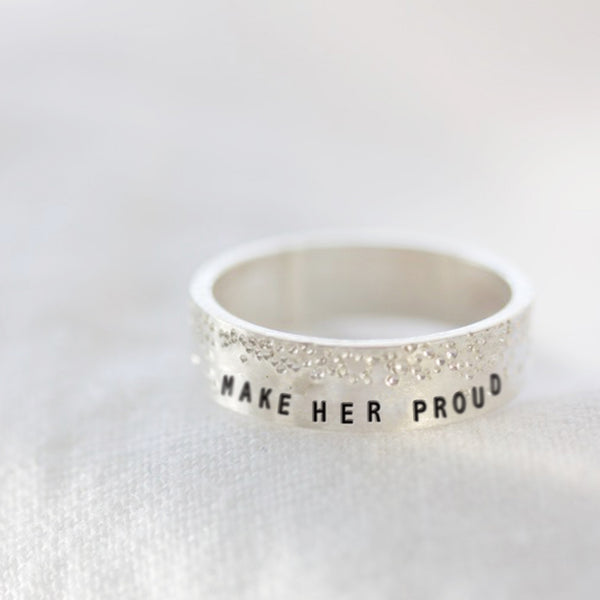 Grand Remembrance Ring with message reading "Make Her Proud"