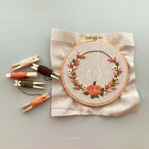 Fall Pumpkin Wreath Embroidery project by And Other Adventures Embroidery Co