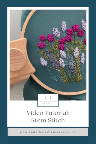 Video Tutorial: Stem Stitch - Hand Embroidery Video by And Other Adventures Embroidery Co