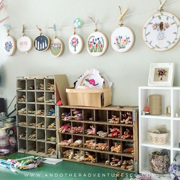 DIY Embroidery Floss Organizer using Clothespins - Ameroonie Designs