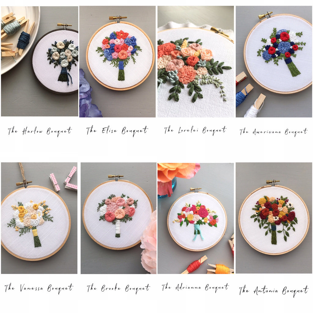 And Other Adventures Embroidery Co The Bloom Collection hand embroidery bouquet patterns of 2018