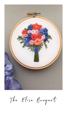 The Elise Bouquet hand embroidery pattern by And Other Adventures Embroidery Co