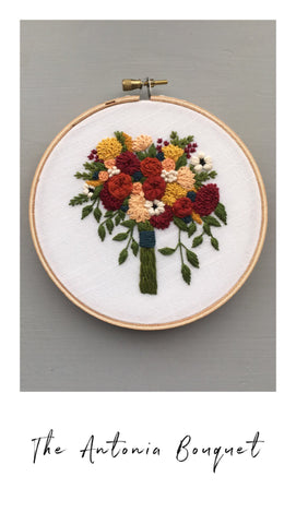 The Antonia Bouquet hand embroidery pattern by And Other Adventures Embroidery Co
