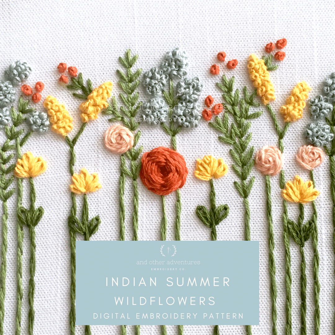 Beginner Digital Hand Embroidery Pattern - Wildflowers - Indian ...