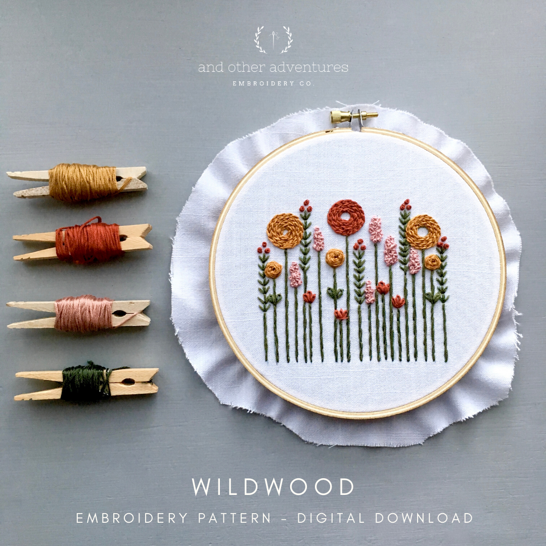 Beginner Hand Embroidery Kit - Wildwood in Orange