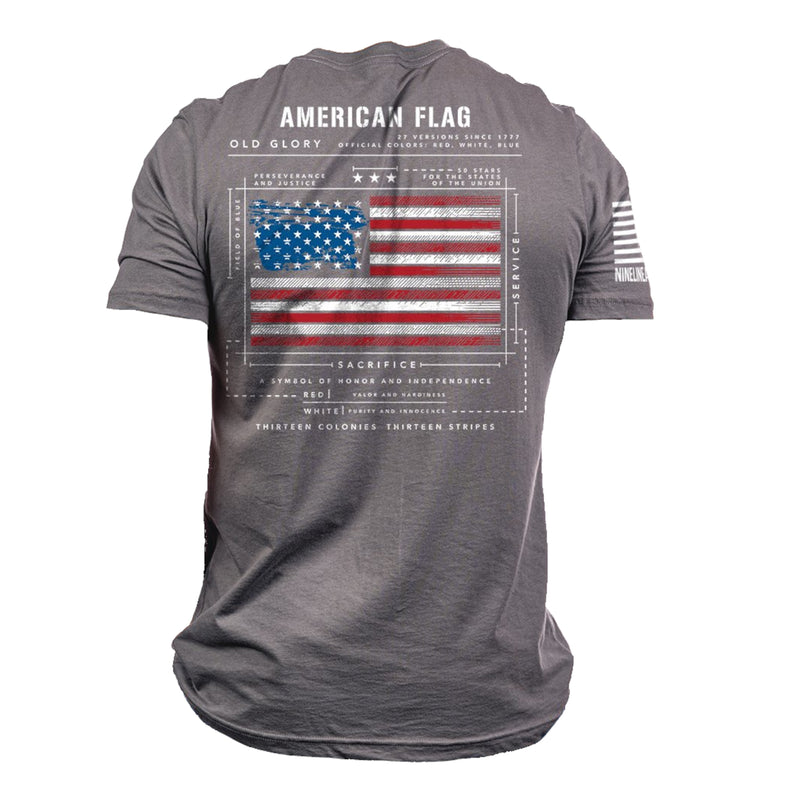 Nine Line American Flag Schematic Men's T-Shirt - HYDRA Tactical