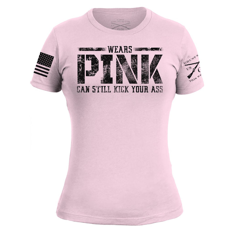 Grunt Style Wears Pink Kicks Ass Womens T Shirt Hydra Tactical