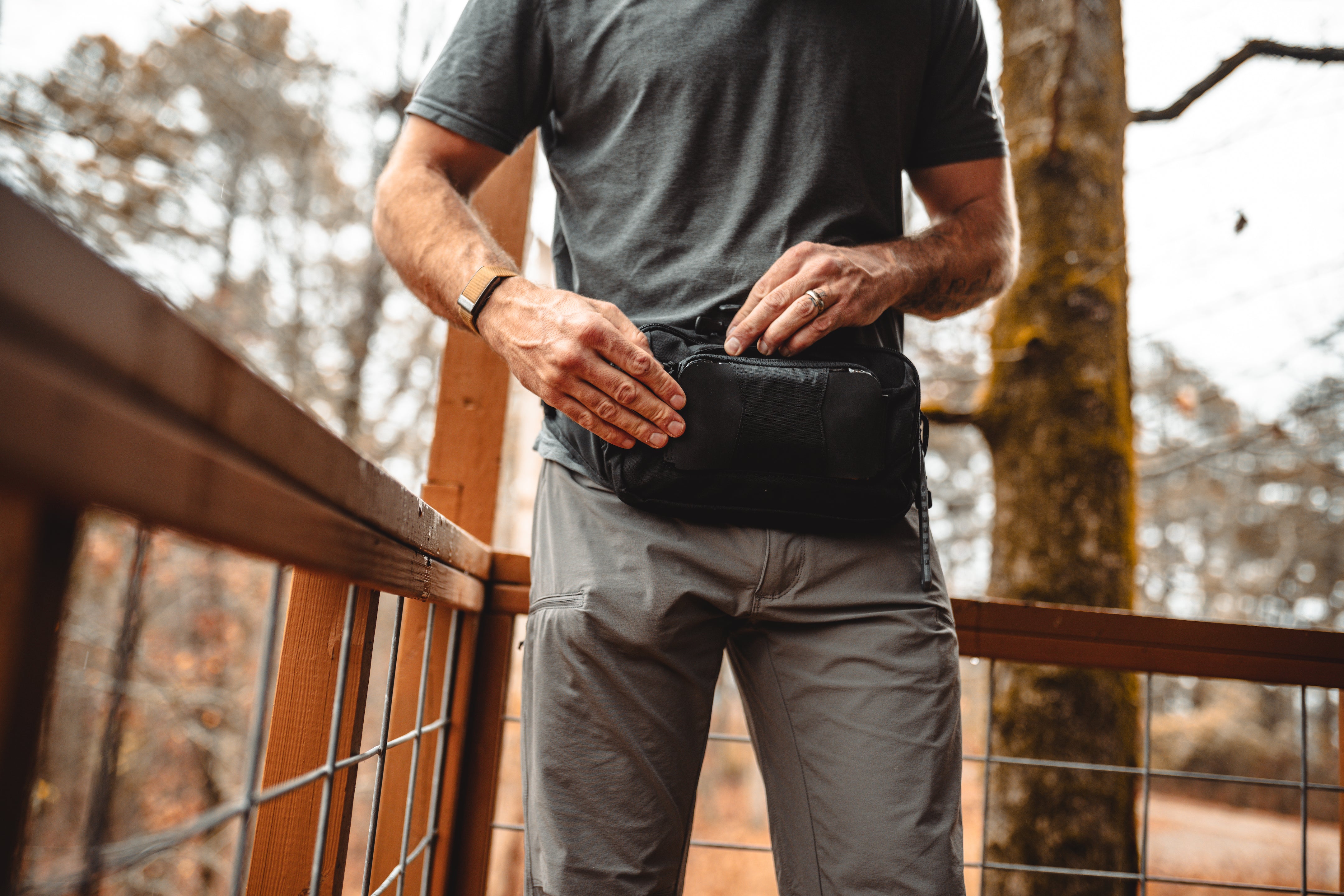 discreet black fanny pack for concealed carry and edc items