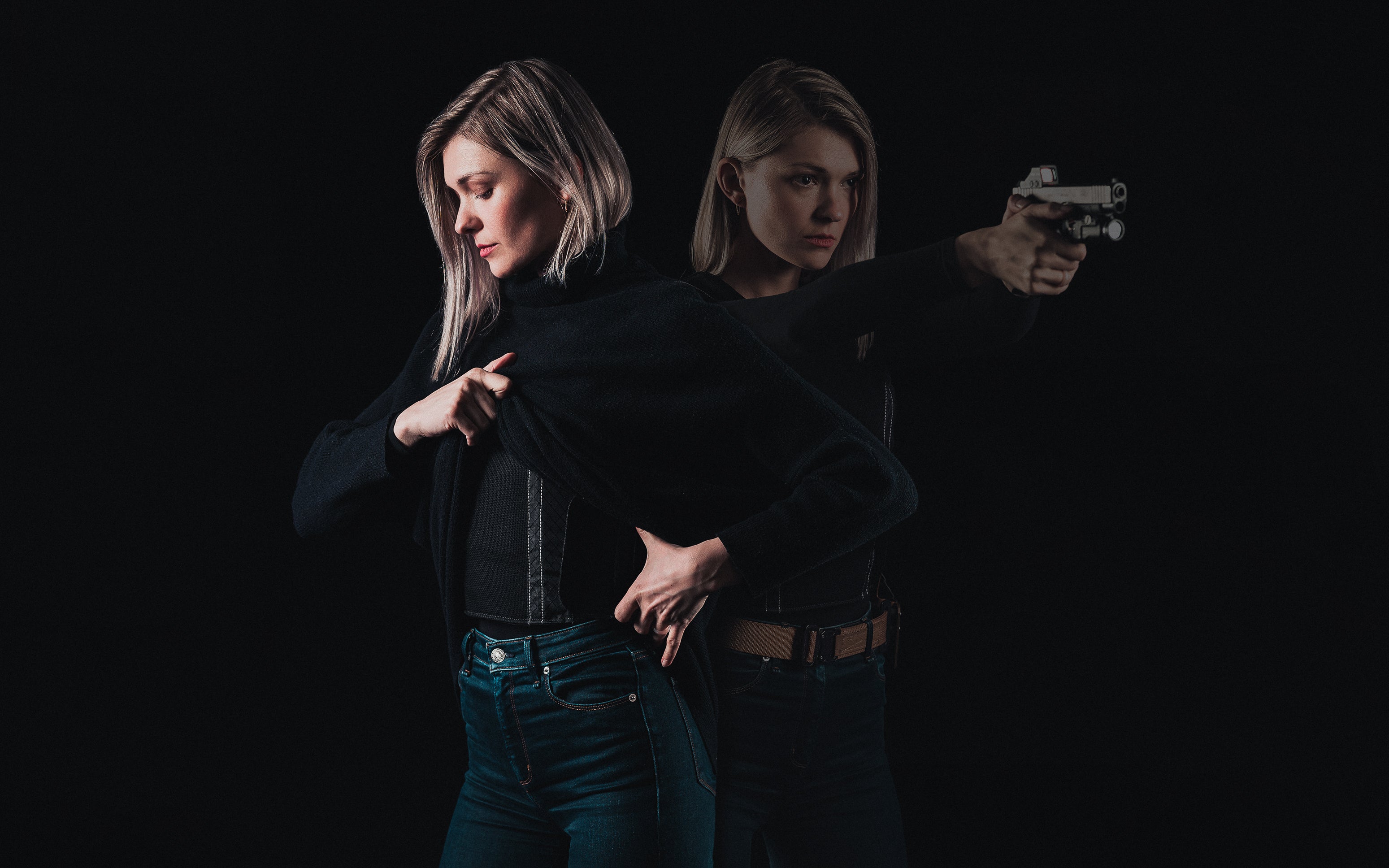 women in concealable bulletproof vest