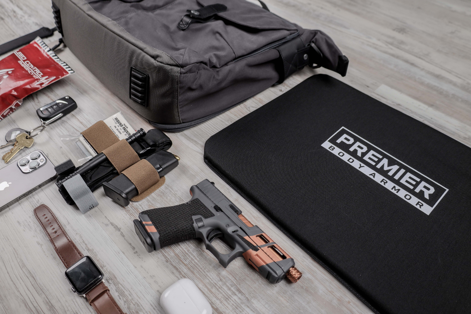 vertx bag loadout with bulletproof insert, extra mags, and everyday items