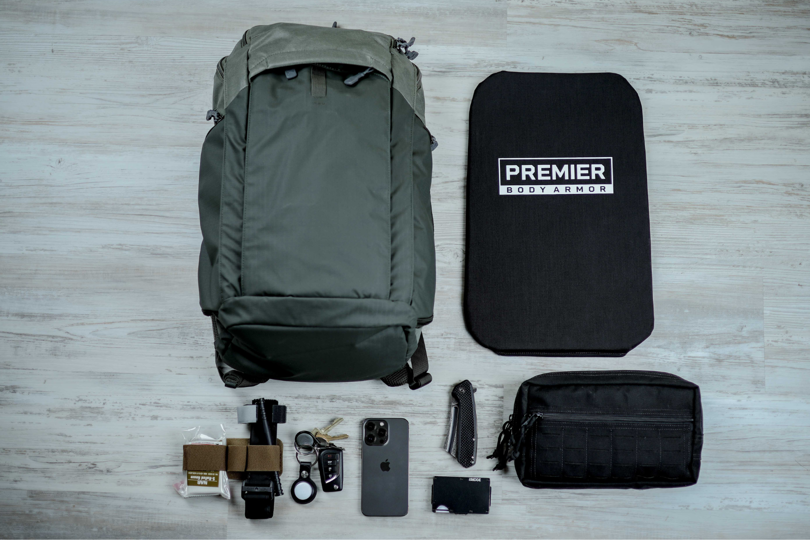 gamut vertx bag with ballistic insert, med pouch, tourniquet and edc knife