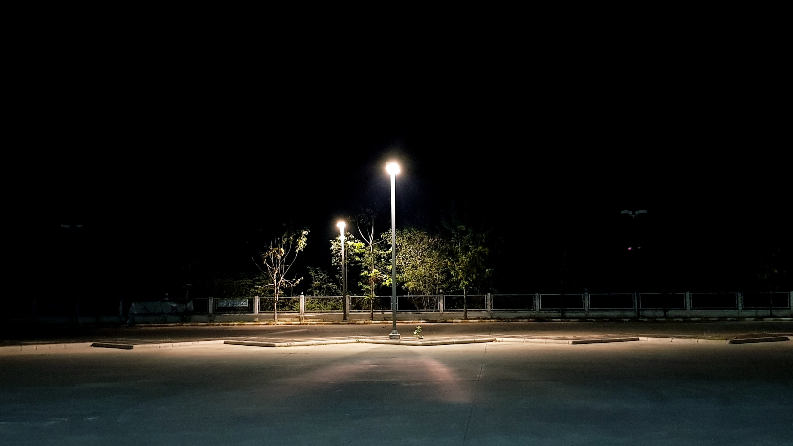 parking lot at night with street light