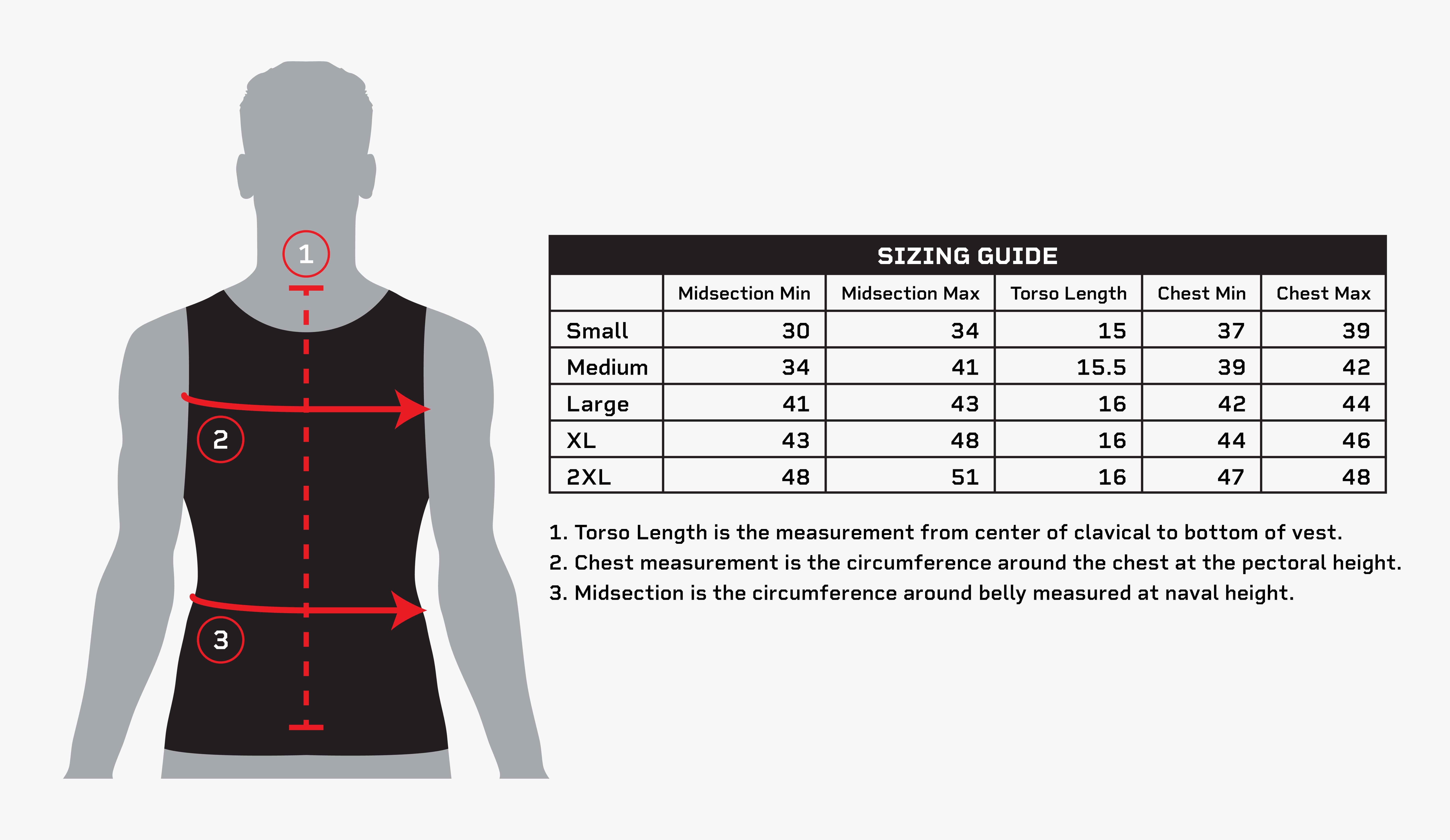 sizing for the hybrid concealment vest, designed to carry icw body armor plates