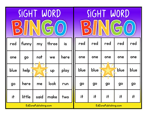 Sight Word Bingo Game Template