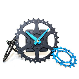 Recycled Scattered Gear Desk Clock Black And Blue Kickstand Culture