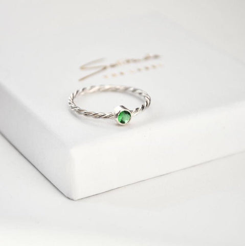 BIRTHSTONE RING - SILVER + GREEN EMERALD birthstone ring emerald
