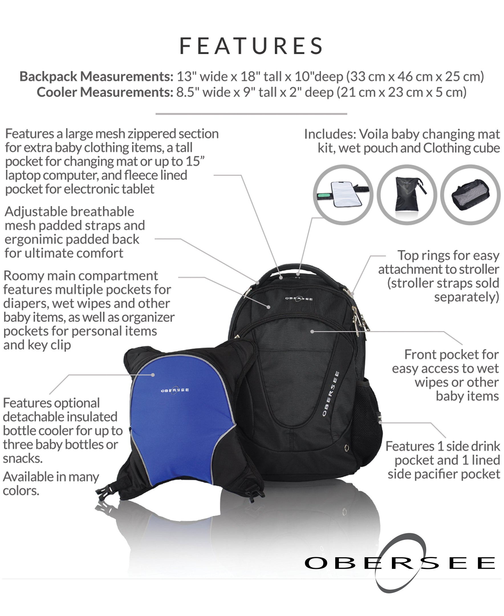 diaper backpack with cooler compartment