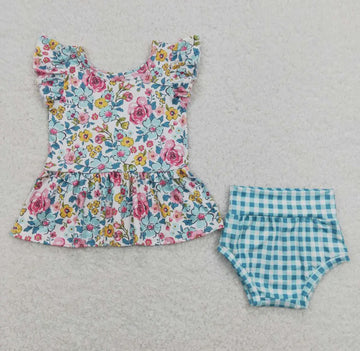 Floral/Checked Bummies Set