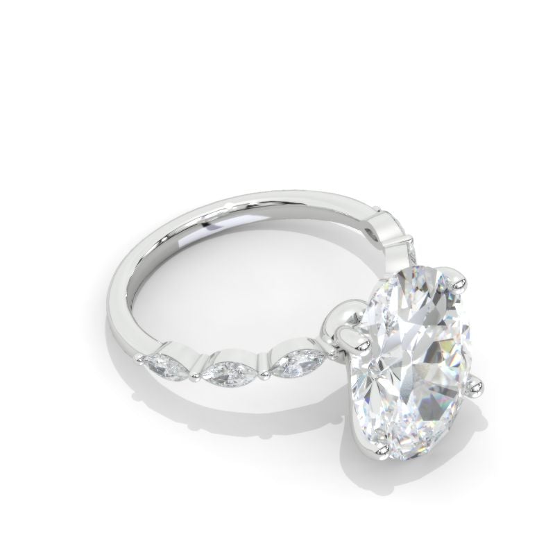 3 Carat Oval Shaped Giliarto Moissanite White Gold Engagement Ring
