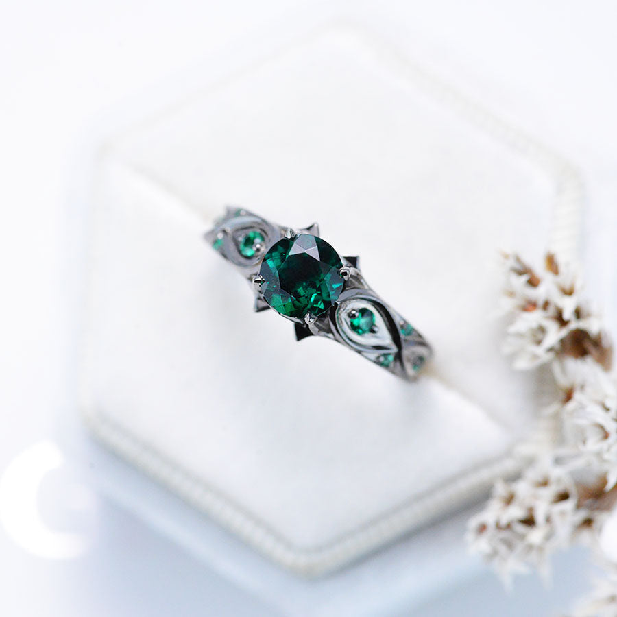 14k Black Gold Emerald Celtic Engagement Ring Giliarto