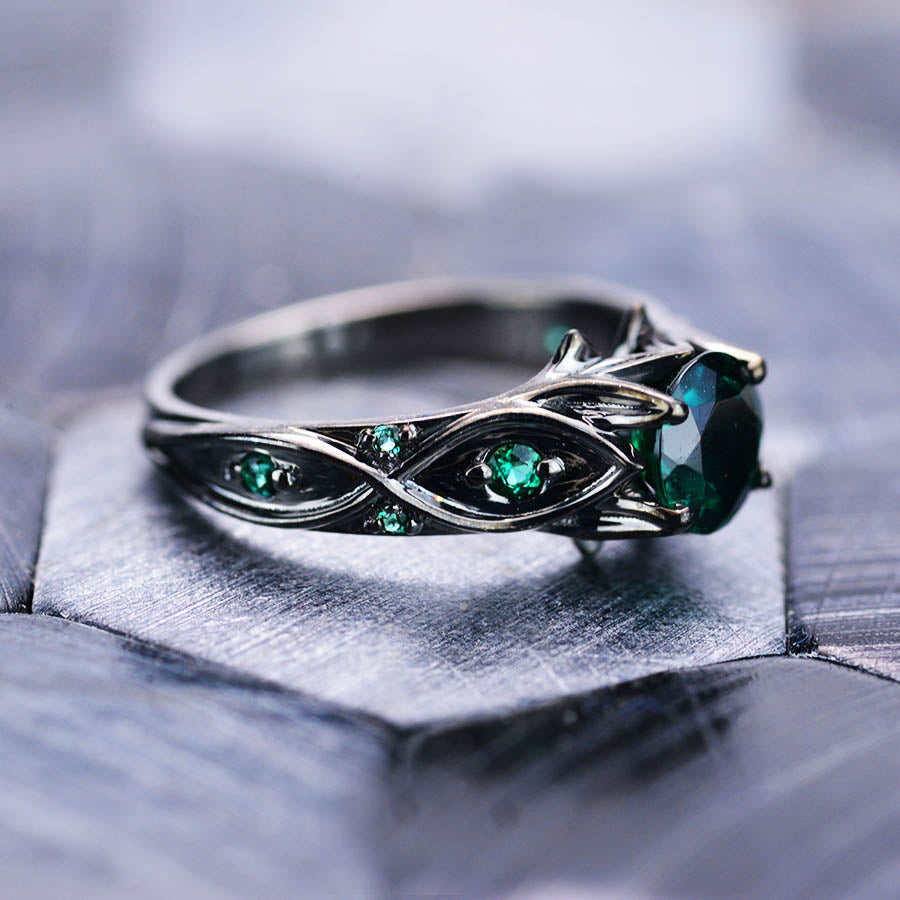 14k Black Gold Emerald Celtic Engagement Ring Giliarto