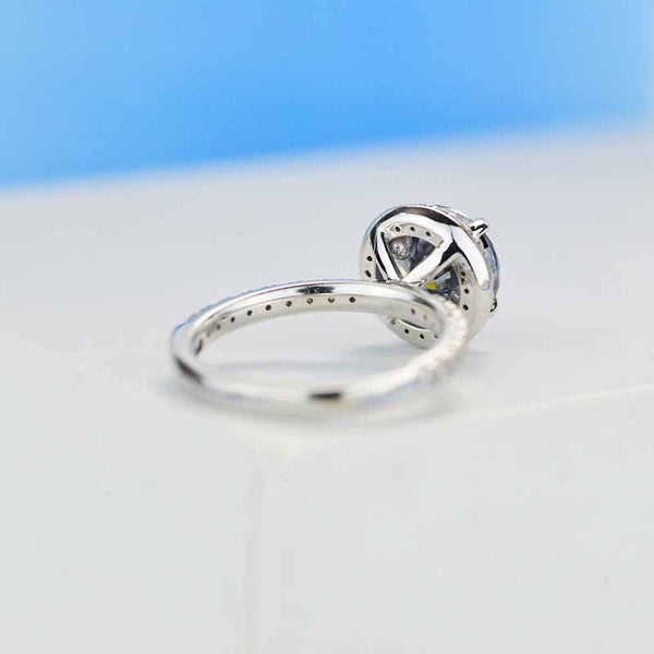 2 Carat Round Dark Grey Gray Blue Giliarto Moissanite Halo Gold Engage