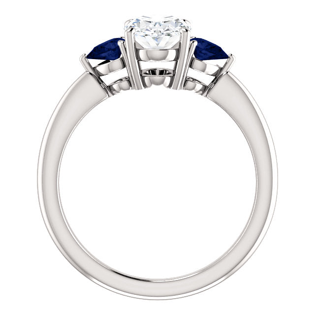 14K Gold Oval Moissanite Sapphire Engagement Ring - Giliarto