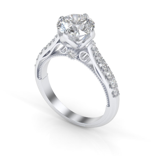 2 Carat Dark Gray Grey Moissanite Engagement 14K White Gold Ring Class ...