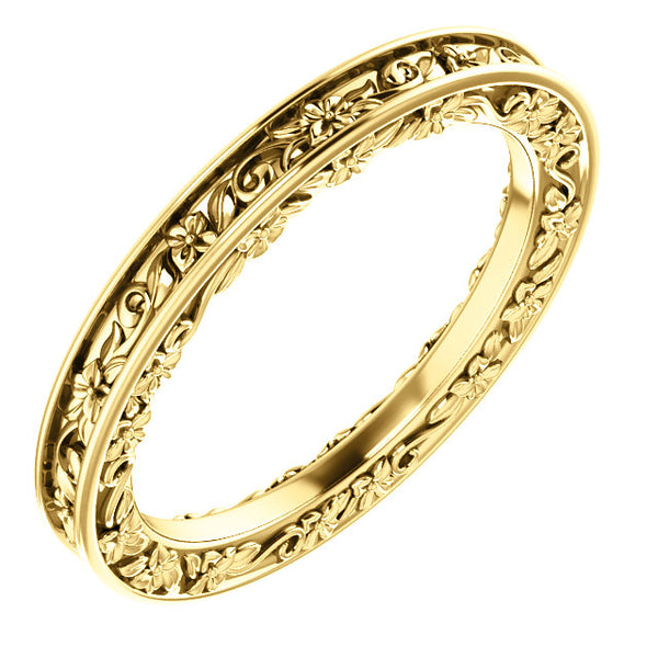 14K Yellow Gold Floral-Inspired Band - Giliarto