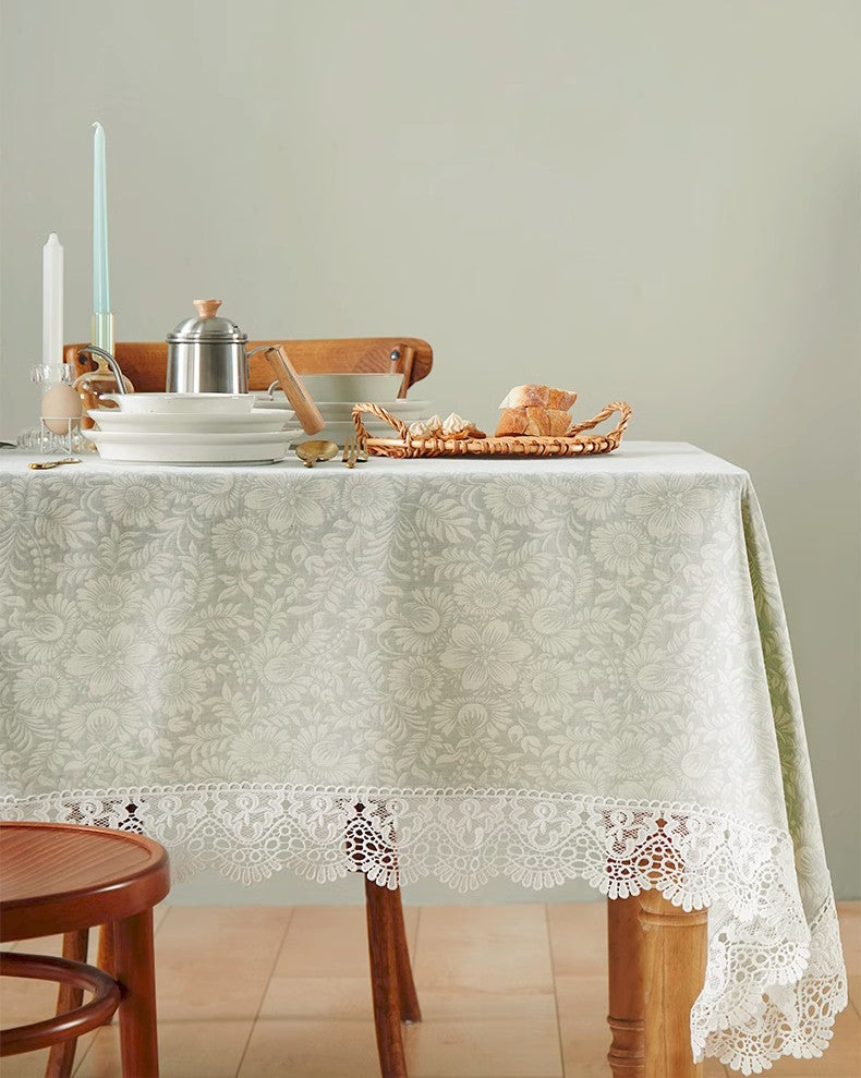 Dining Room Flower Pattern Table Cloths, Farmhouse Table Cloth, Wedding Tablecloth, Square Tablecloth for Round Table, Cotton Rectangular Table Covers for Kitchen