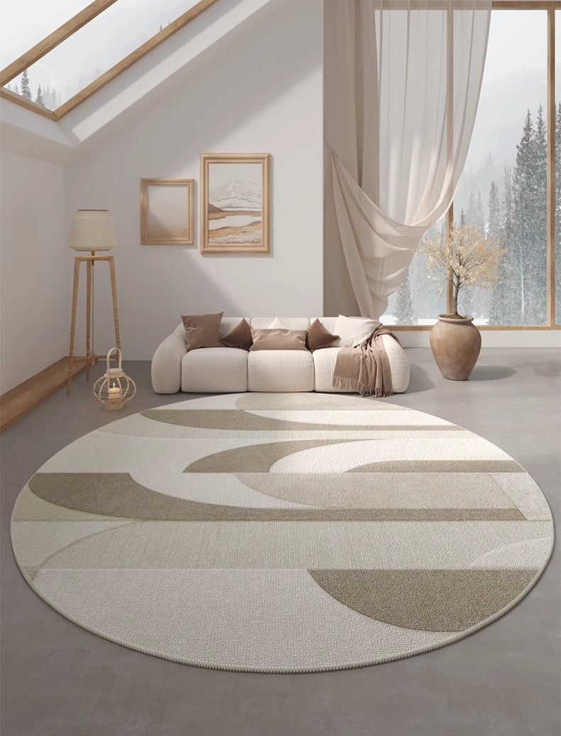 Geometric Modern Rugs for Dining Room, Circular Modern Rugs for Bedroom, Abstract Contemporary Round Rugs for Dining Room, Geometric Modern Rug Ideas for Living Room