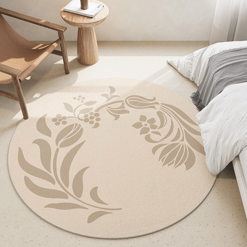 Modern Rugs under Coffee Table, Abstract Modern Round Rugs for Bedroom, Geometric Circular Rugs for Dining Room, Flower Pattern Contemporary Modern Rugs