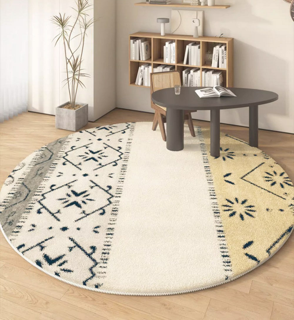 Abstract Contemporary Round Rugs, Modern Area Rugs under Coffee Table, –  artworkcanvas