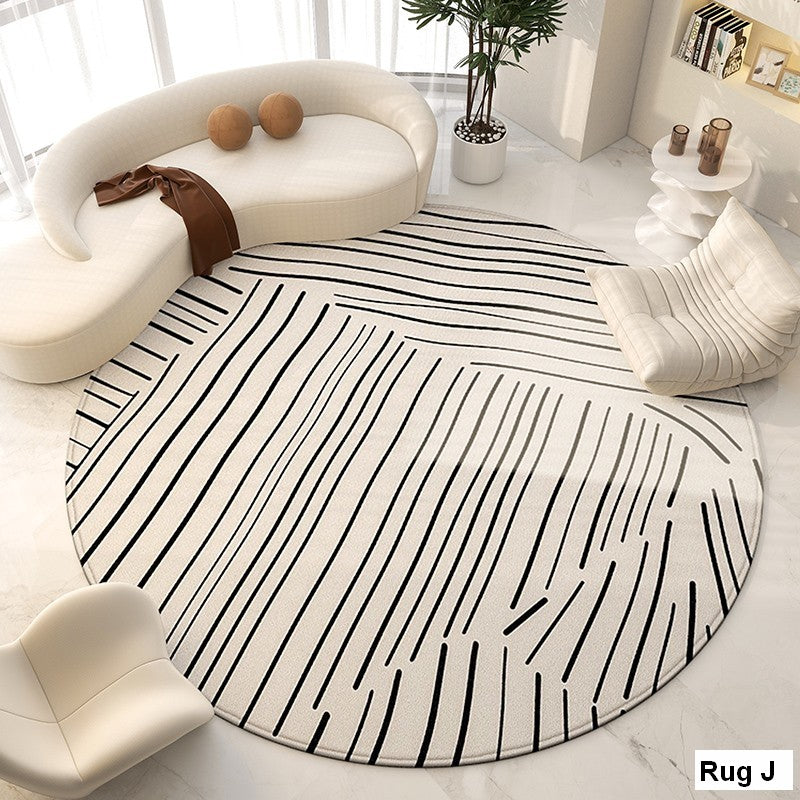 Bedroom Modern Round Rugs, Circular Modern Rugs under Chairs, Dining Room Contemporary Round Rugs, Geometric Modern Rug Ideas for Living Room