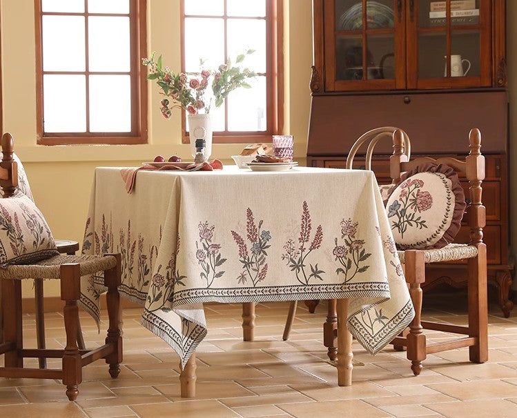 Beautiful Rectangle Tablecloth for Dining Table, Extra Large Modern Tablecloth, Spring Flower Rustic Table Cover, Square Linen Tablecloth for Coffee Table