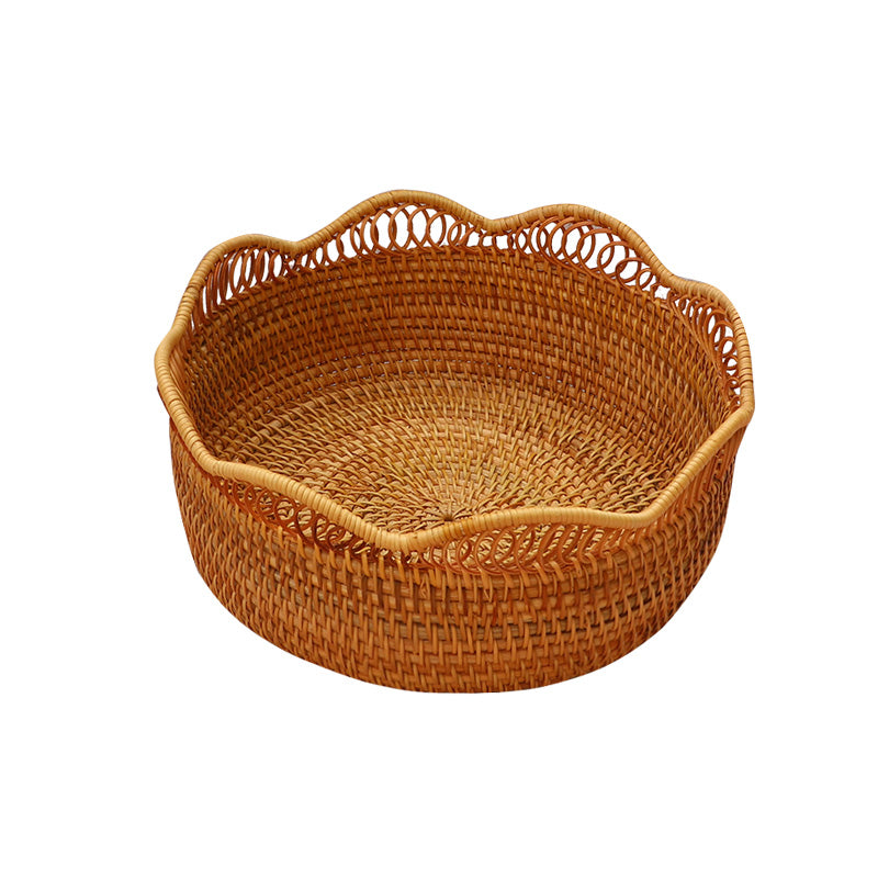 Rattan Woven Basket, Fruit Basket, Storage Baskets, Handmade Round Basket, Rustic Baskets