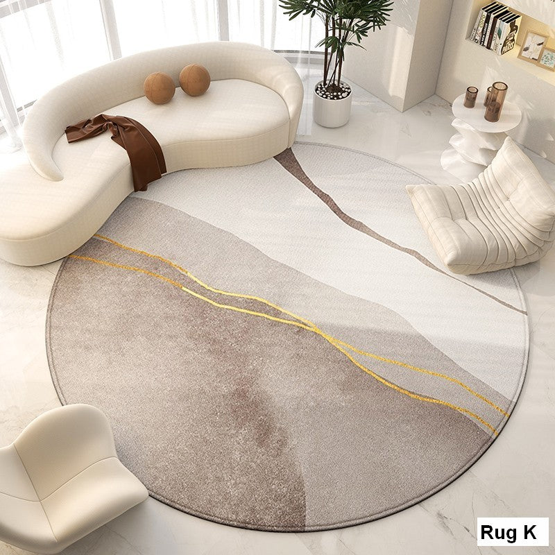 Bedroom Modern Round Rugs, Circular Modern Rugs under Chairs, Dining Room Contemporary Round Rugs, Geometric Modern Rug Ideas for Living Room