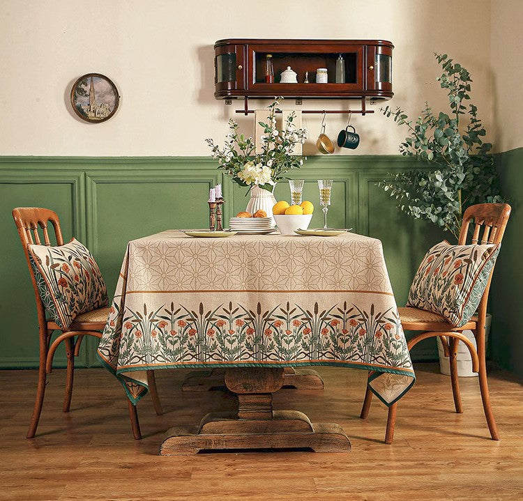 Modern Rectangle Tablecloth Ideas for Dining Room Table, Farmhouse Table Cloth for Oval Table, Rustic Flower Pattern Linen Tablecloth for Round Table