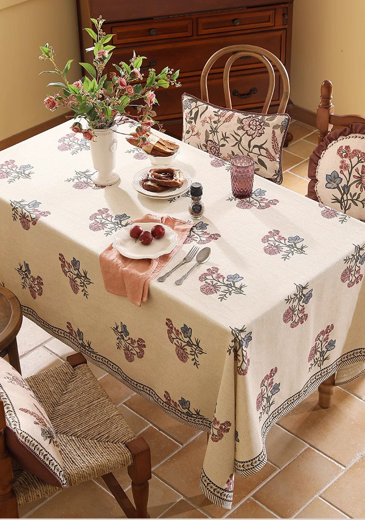 Beautiful Large Modern Tablecloth, Spring Flower Rustic Table Cover, Rectangle Tablecloth for Dining Table, Square Linen Tablecloth for Coffee Table