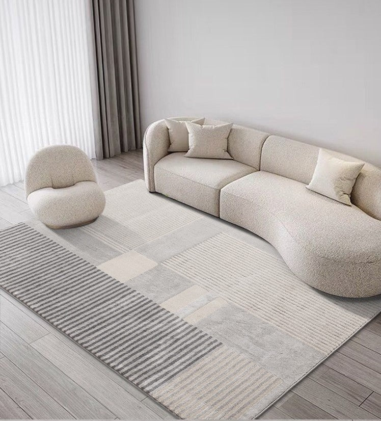 Abstract Geometric Modern Rugs, Simple Modern Grey Rugs for Bedroom, Large Modern Rugs for Living Room, Modern Rugs for Dining Room, Contemporary Rugs for Office