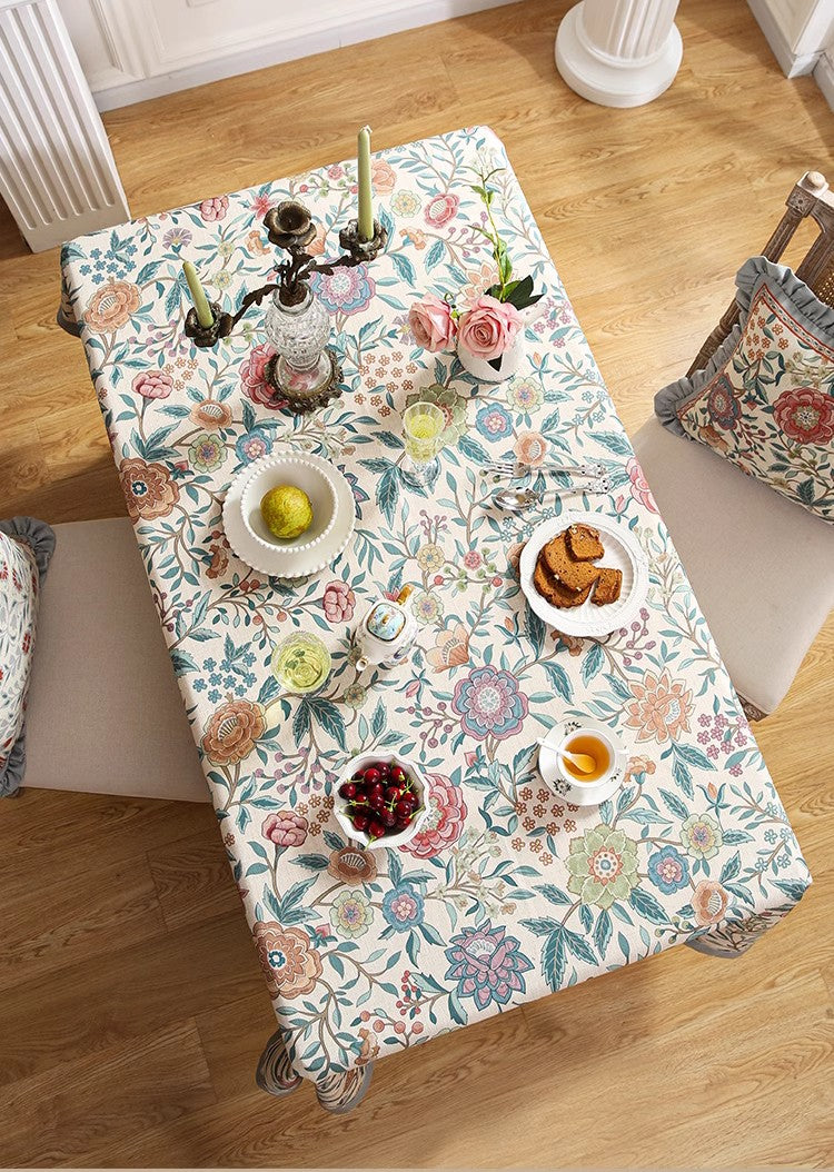 Flower Farmhouse Table Cover, Modern Tablecloth, Rectangle Tablecloth Ideas for Dining Table, Square Linen Tablecloth for Coffee Table