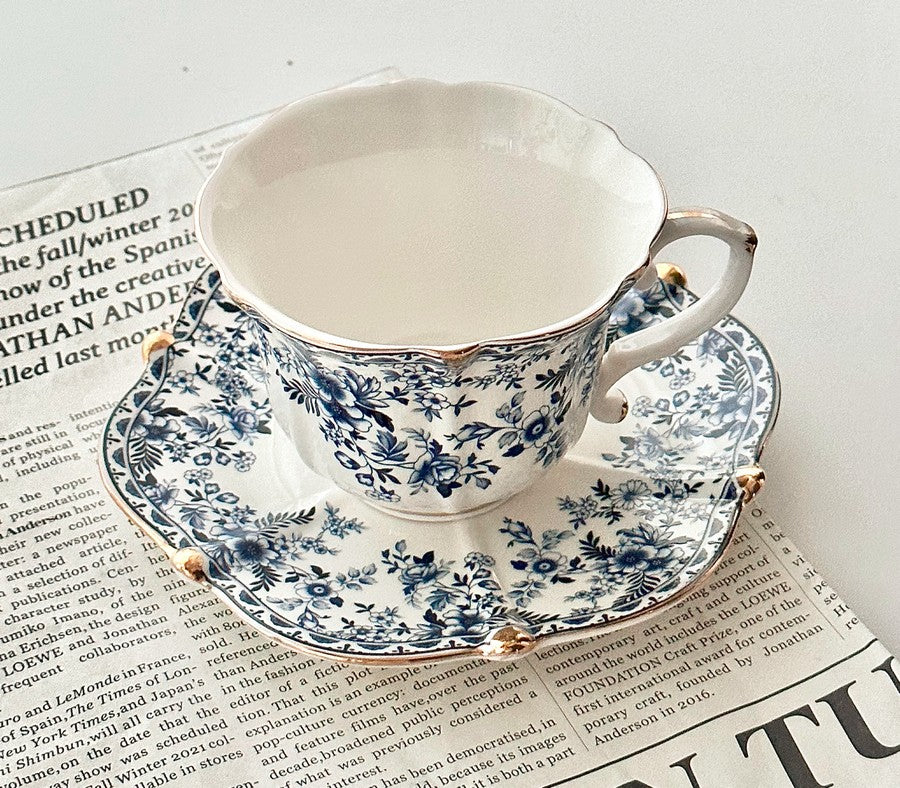 French Style China Porcelain Tea Cup Set, Unique Tea Cup and Saucers, Royal Ceramic Cups, Elegant Ceramic Coffee Cups