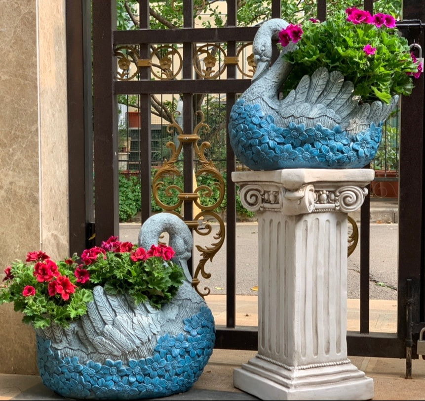 Large Swan Statue for Garden, Swan Flower Pot, Animal Statue for Garden Courtyard Ornament, Gardening Ideas