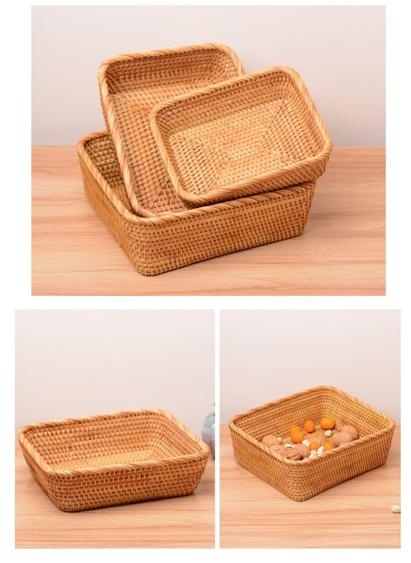 Handmade Rectangular Basket, Lovely Rattan Storage Basket, Storage Baskets for Kitchen and Bathroom