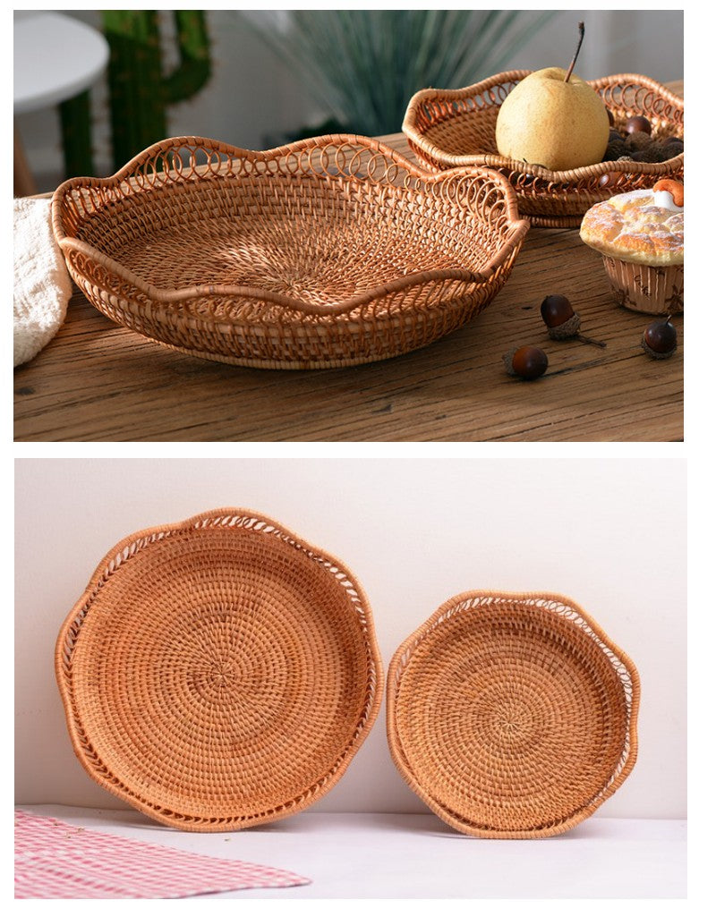 Cute Rattan Basket, Fruit Basket, Handmade Round Basket, Storage Baskets for Kitchen and Dining Room