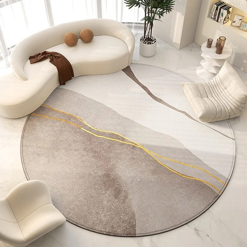 Unique Modern Rugs for Living Room, Geometric Round Rugs for Dining Room, Contemporary Modern Area Rugs for Bedroom, Circular Modern Rugs under Chairs