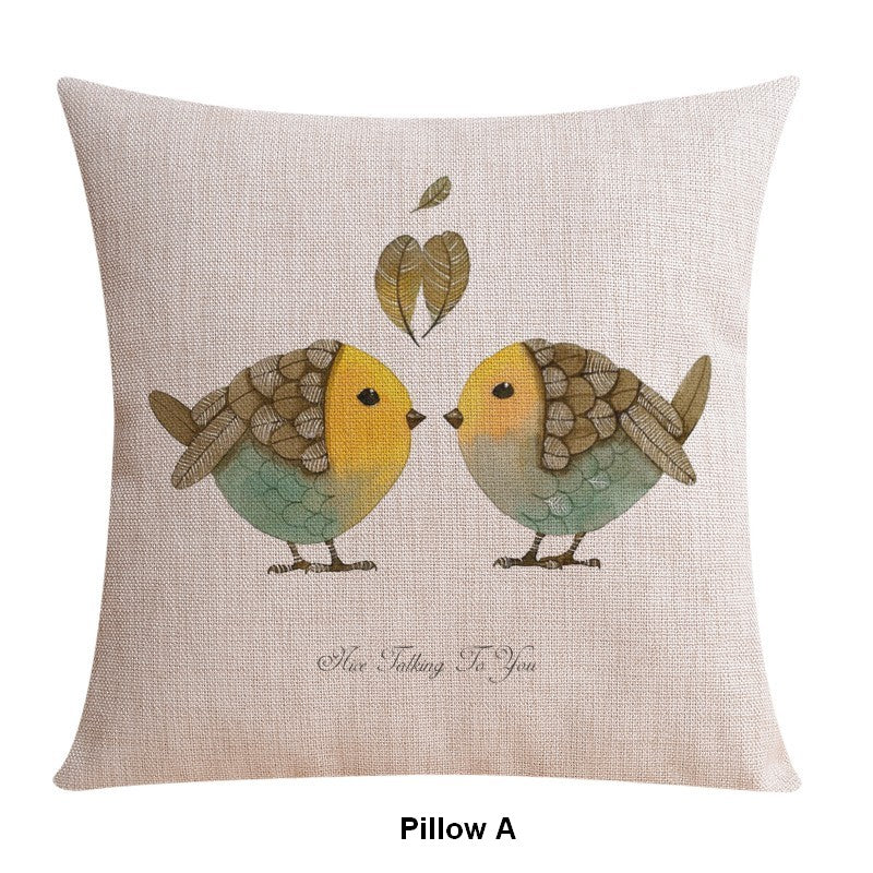 Decorative Sofa Pillows for Dining Room, Simple Decorative Pillow Covers, Love Birds Throw Pillows for Couch, Singing Birds Decorative Throw Pillows