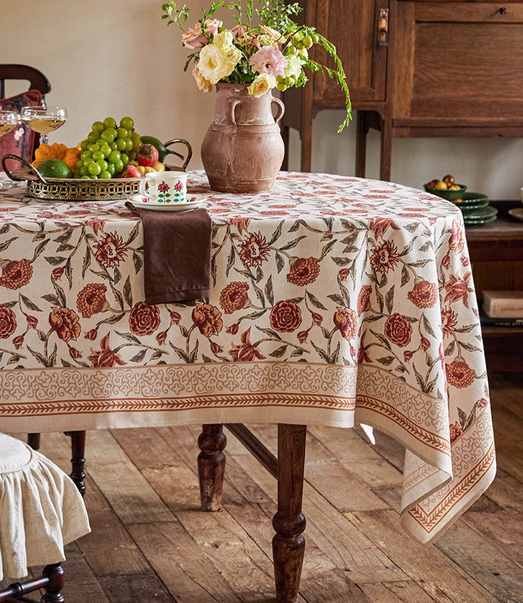 Long Rectangular Tablecloth for Dining Room Table, Flower Farmhouse Table Covers, Square Tablecloth for Round Table, Extra Large Modern Tablecloth for Living Room