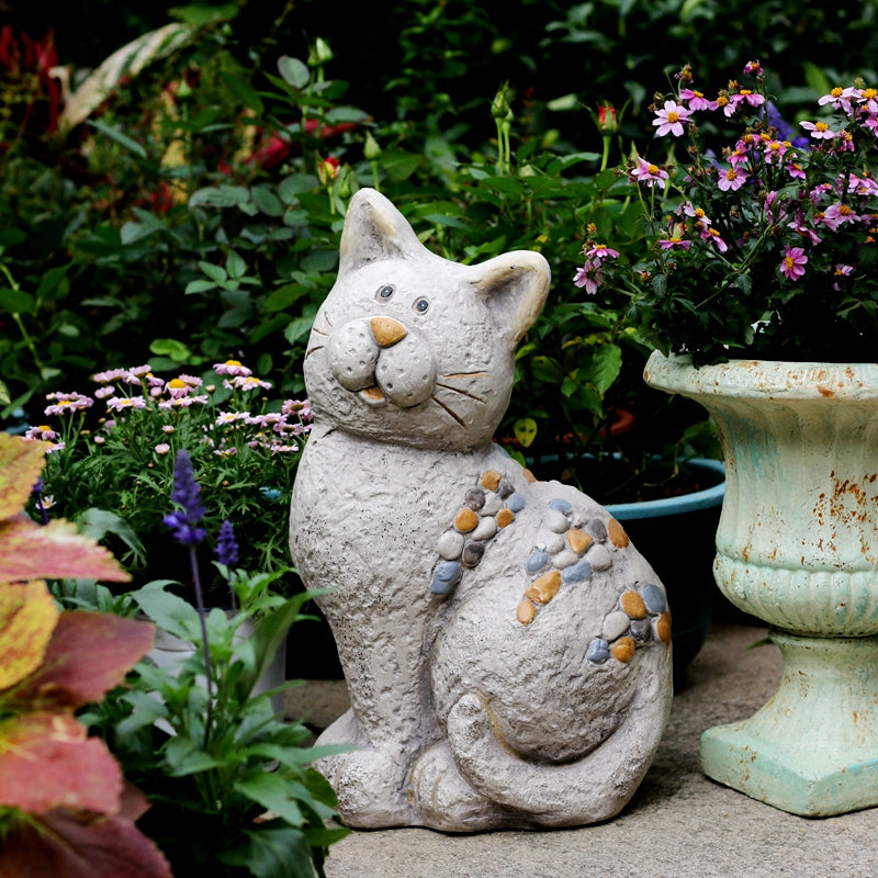 Lovely Cat Statues Garden Courtyard Decoration. Animal Statue. Villa Outdoor Decor Gardening