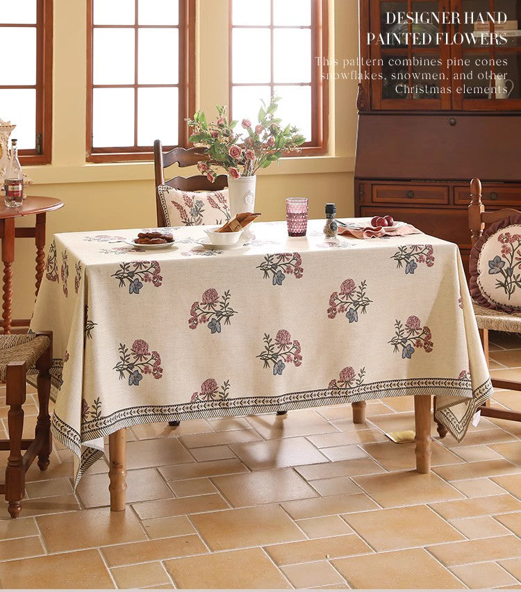 Beautiful Large Modern Tablecloth, Spring Flower Rustic Table Cover, Rectangle Tablecloth for Dining Table, Square Linen Tablecloth for Coffee Table